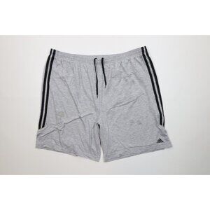 Vintage Y2K Adidas Mens XL Distressed Spell Out Striped Above Knee Shorts Gray